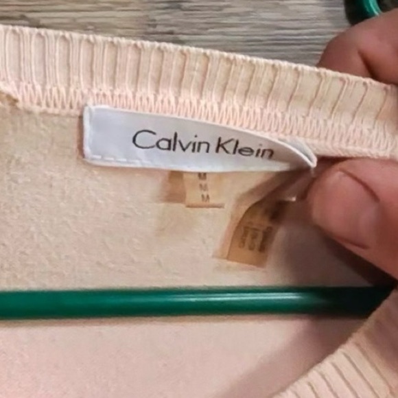 Calvin Klein Cream White & Peach Striped Button Down Cardigan - Picture 4 of 8